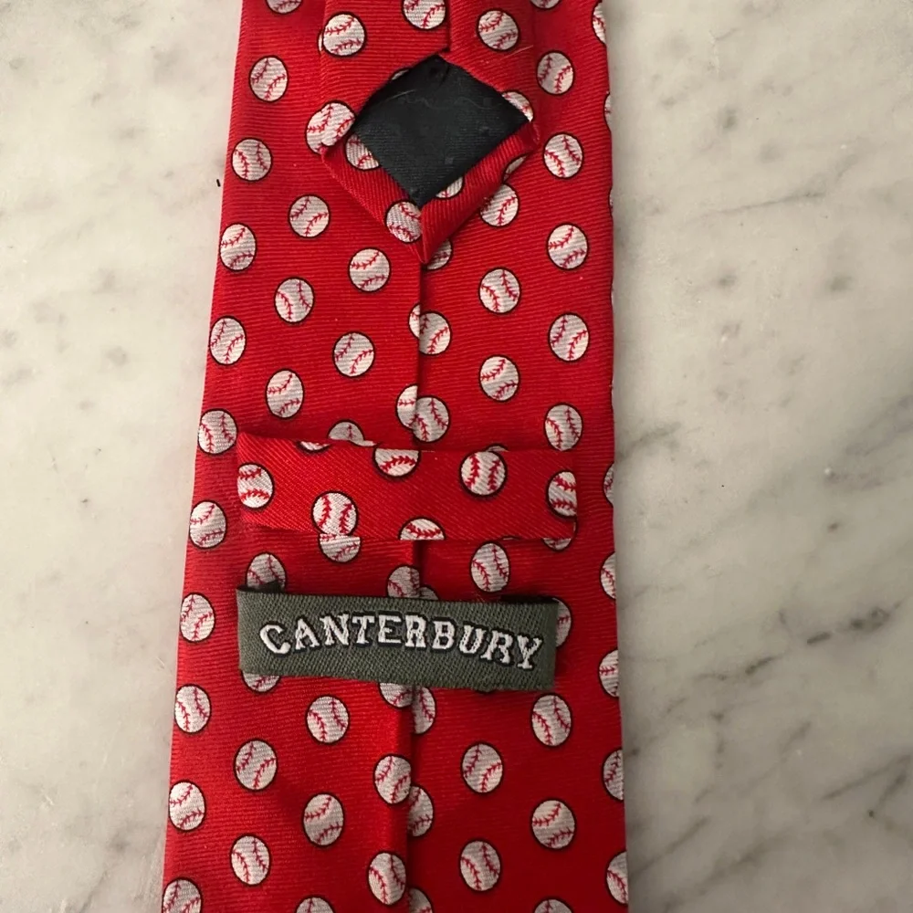 Kids Canterbury Red Baseball Neck Tie